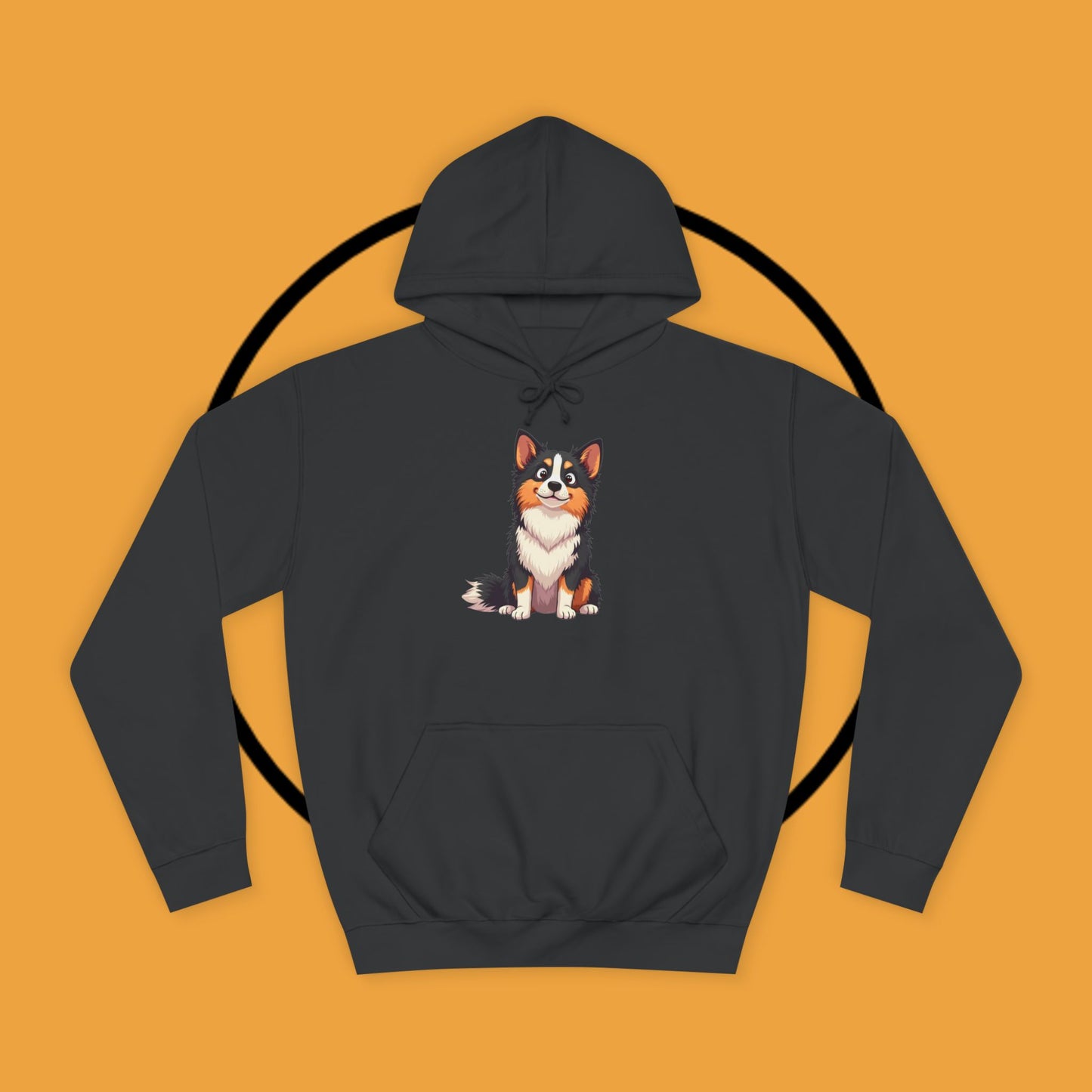 "Cute Tricolor Puppy Hoodie - Adorable Cartoon Dog Design | Kawaii Animal Streetwear for Dog Lovers"