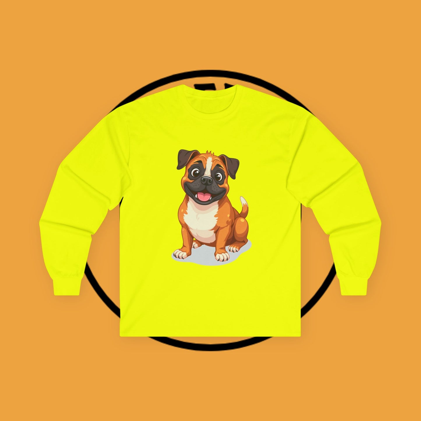 Adorable Boxer Puppy Long Sleeve T-Shirt - Happy Fawn Boxer Baby Dog Design