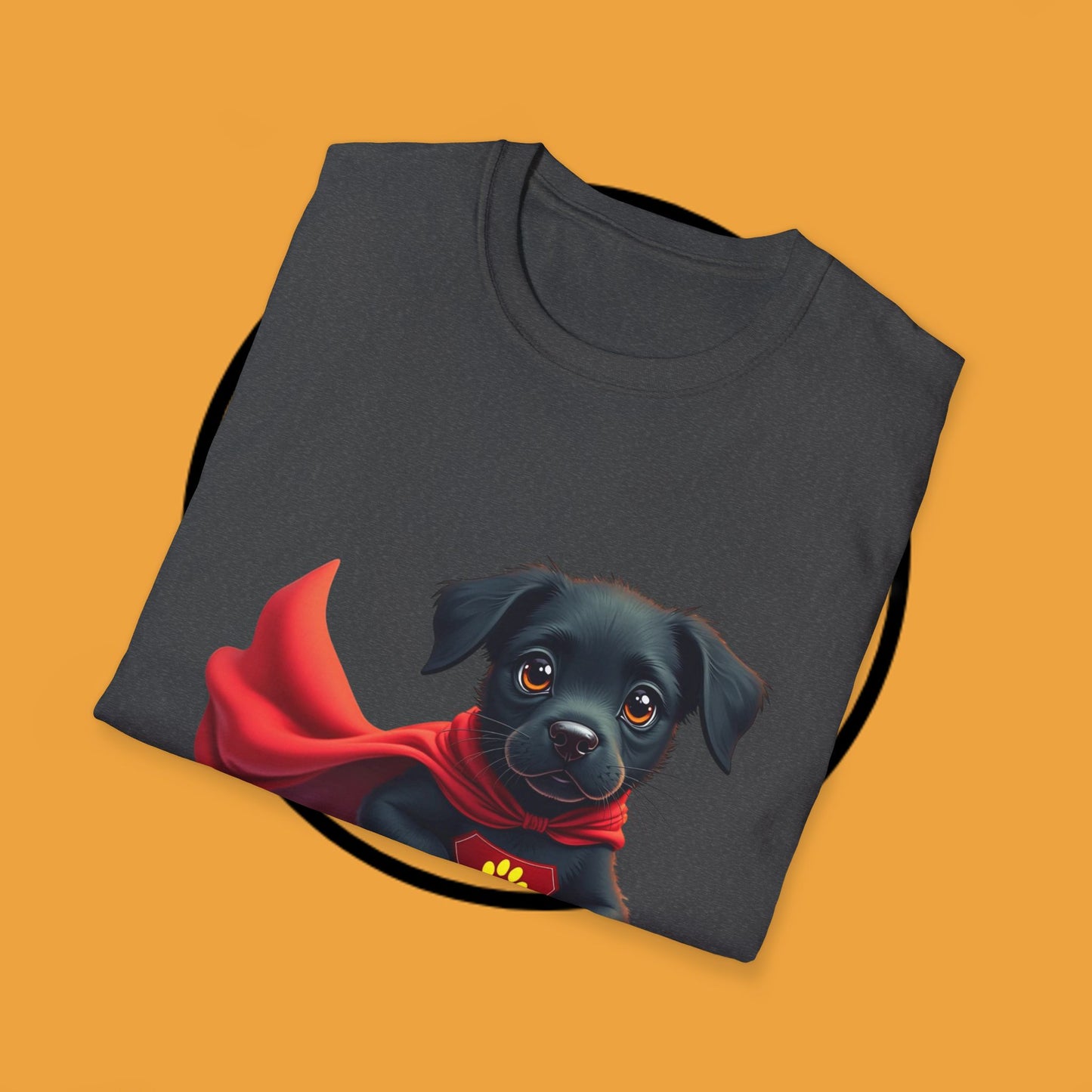 Superhero Retriever Puppy - Dog - Unisex T-Shirt Design Tiny Hero 🦸♂️ | Adorable Black Puppy Superhero T-Shirt for Canine Crusaders