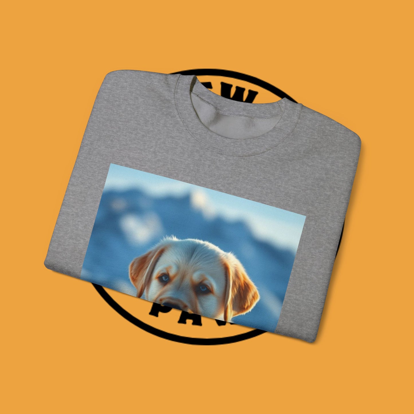 Crewneck Sweatshirt - Cute Labrador Puppy with Blue Eyes - Adorable Dog Portrait in Snow