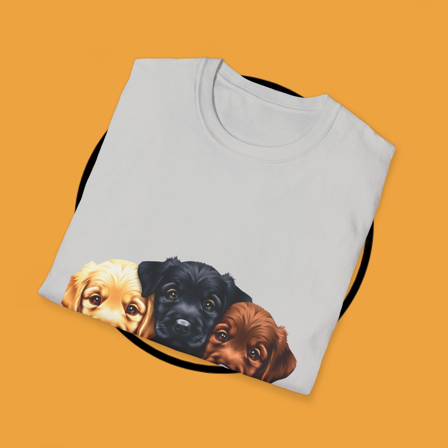 3 Adorable Retrievers Puppys - Dog - Unisex T-Shirt Design "Retriever Squad ๐พ | Trio of Cuteness T-Shirt for Dog Devotees"
