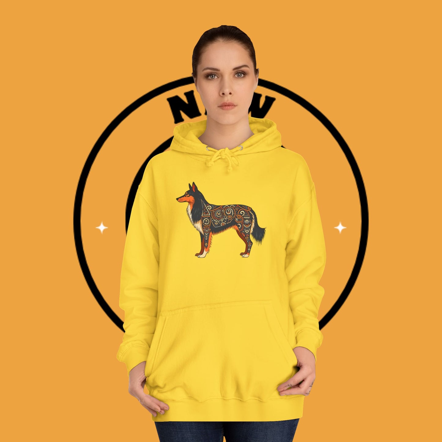 "Tribal Border Collie Mandala Hoodie - Sacred Geometry Dog Art Sweatshirt | Spiritual Celtic Design"