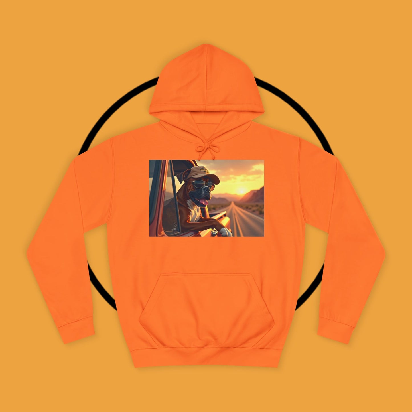 Cool Road Trip Boxer Dog Hoodie - Vintage Sunset Adventure Apparel | Travel Lover Gift