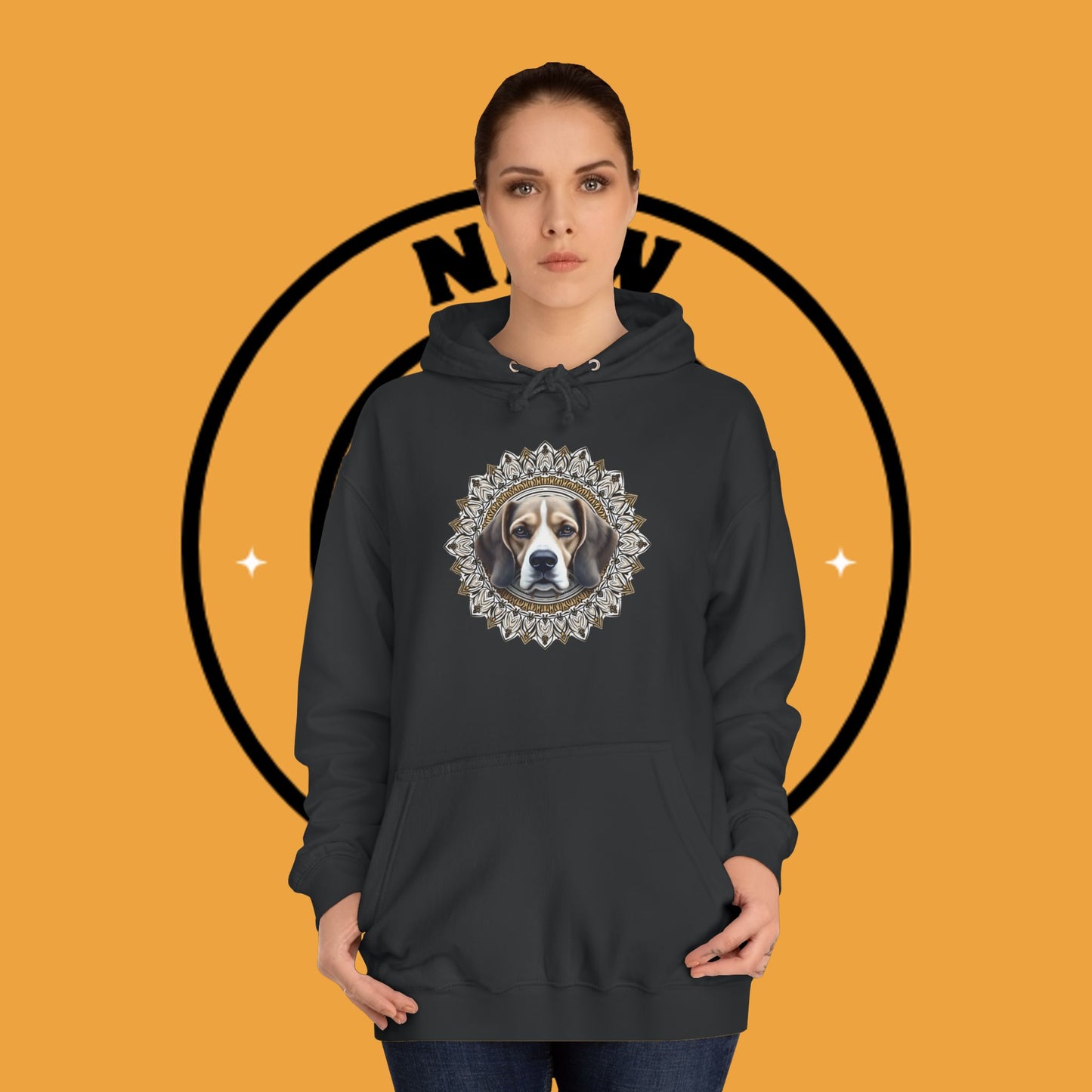 🕉️ Sacred Beagle Mandala Hoodie - Where Spirituality Meets Canine Love! ✨Royal Beagle Mandala Hoodie 🐾✨- Unisex Hoodie