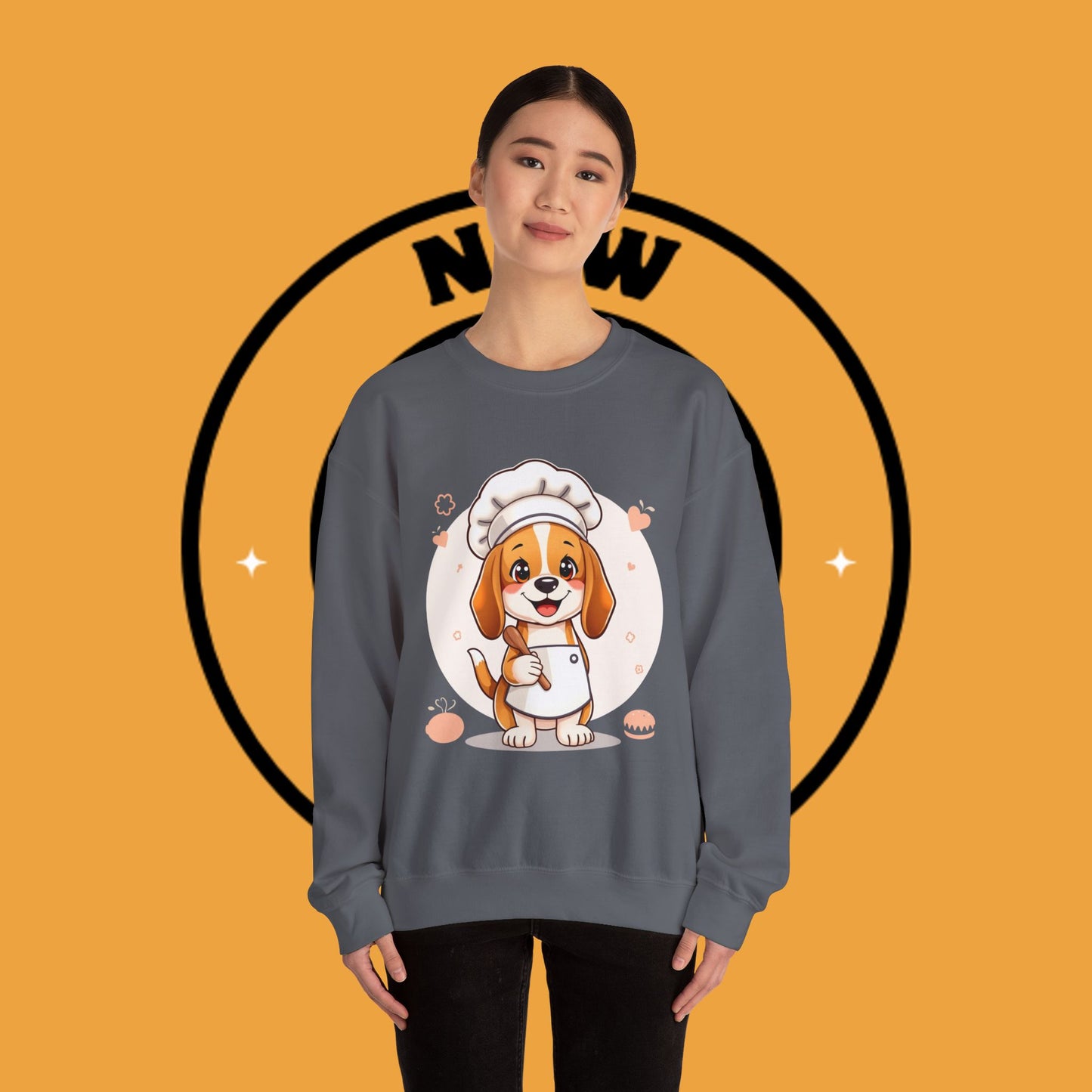 Chef Dog Crewneck Sweatshirt - Kawaii Beagle Design with Chef Hat