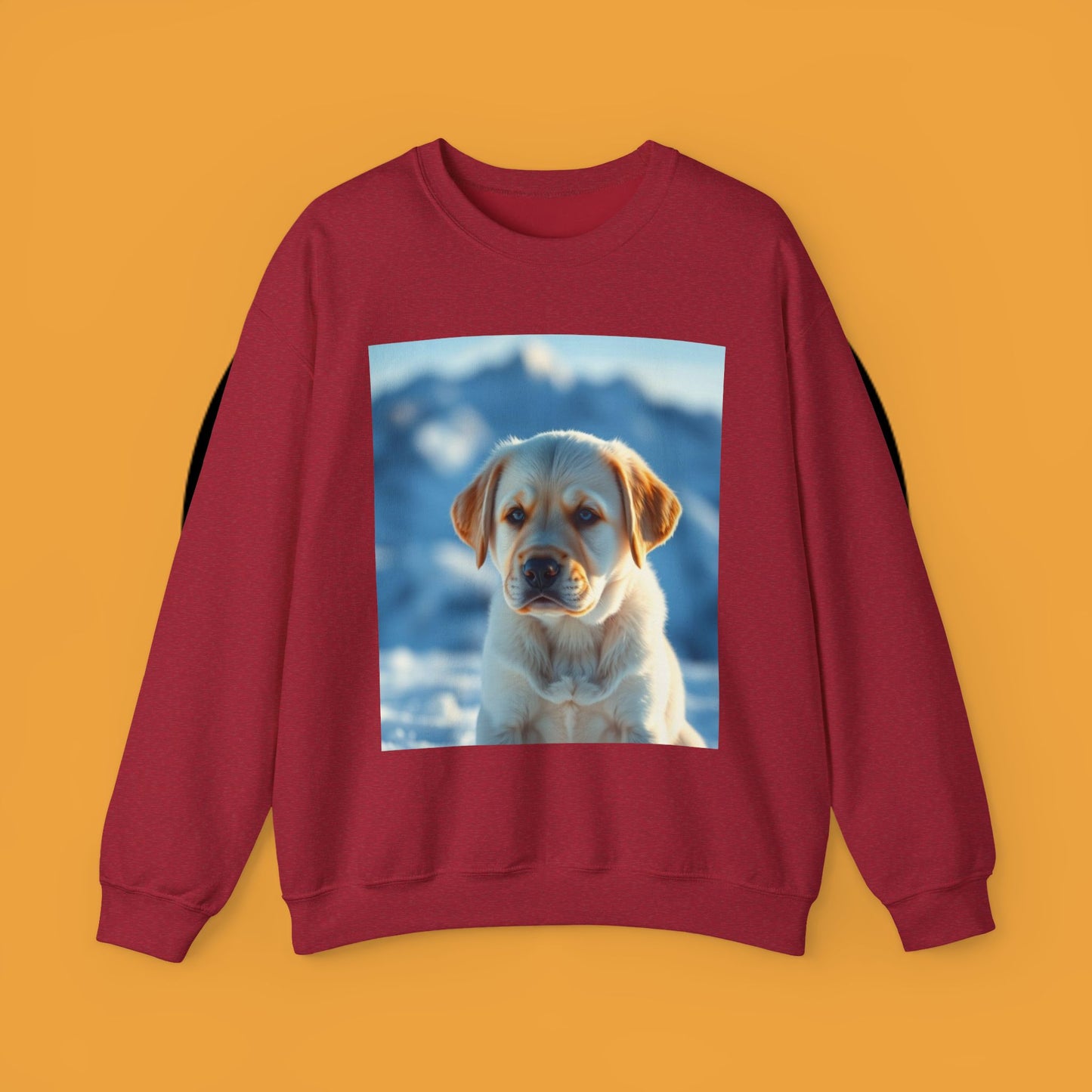 Crewneck Sweatshirt - Cute Labrador Puppy with Blue Eyes - Adorable Dog Portrait in Snow