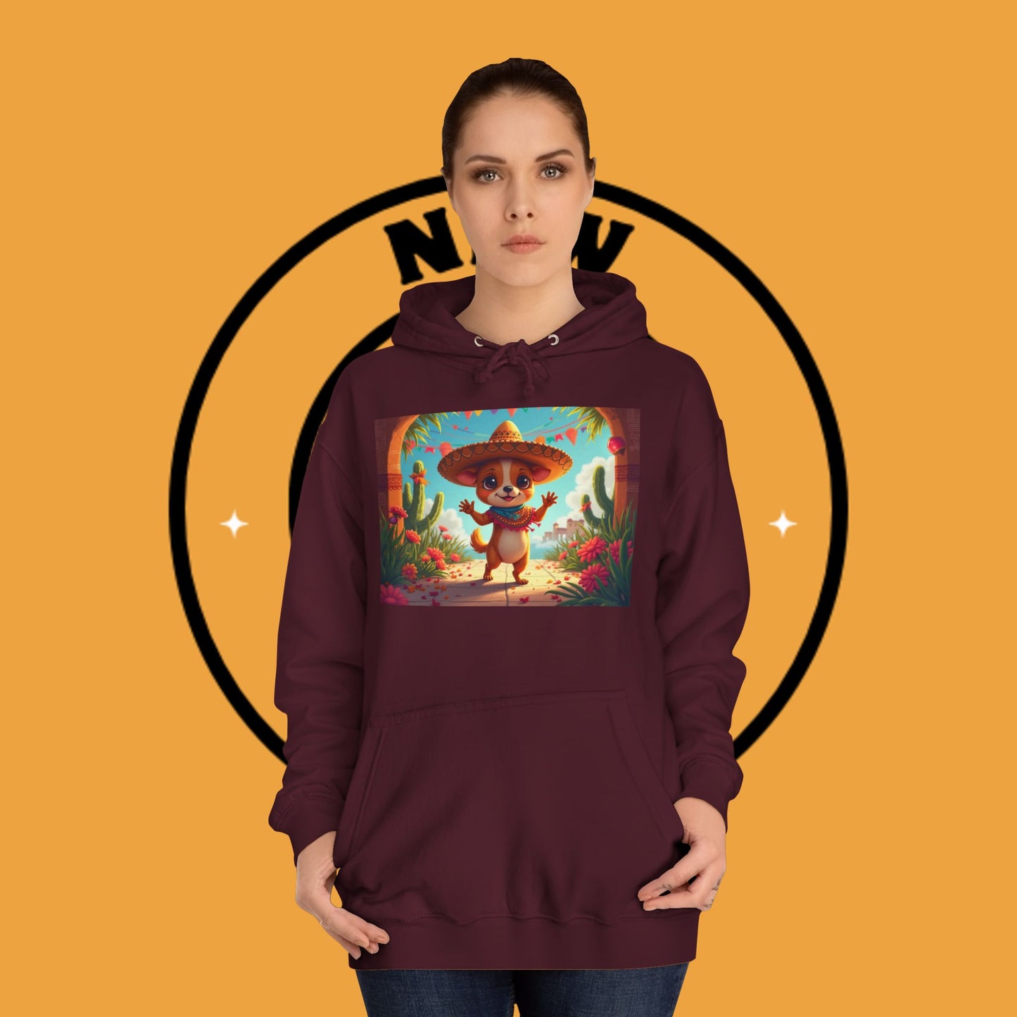 "Mexican Sombrero Chihuahua Hoodie | Fiesta Dog Celebration Wear | Authentic México Desert Art | Cinco de Mayo Gift"