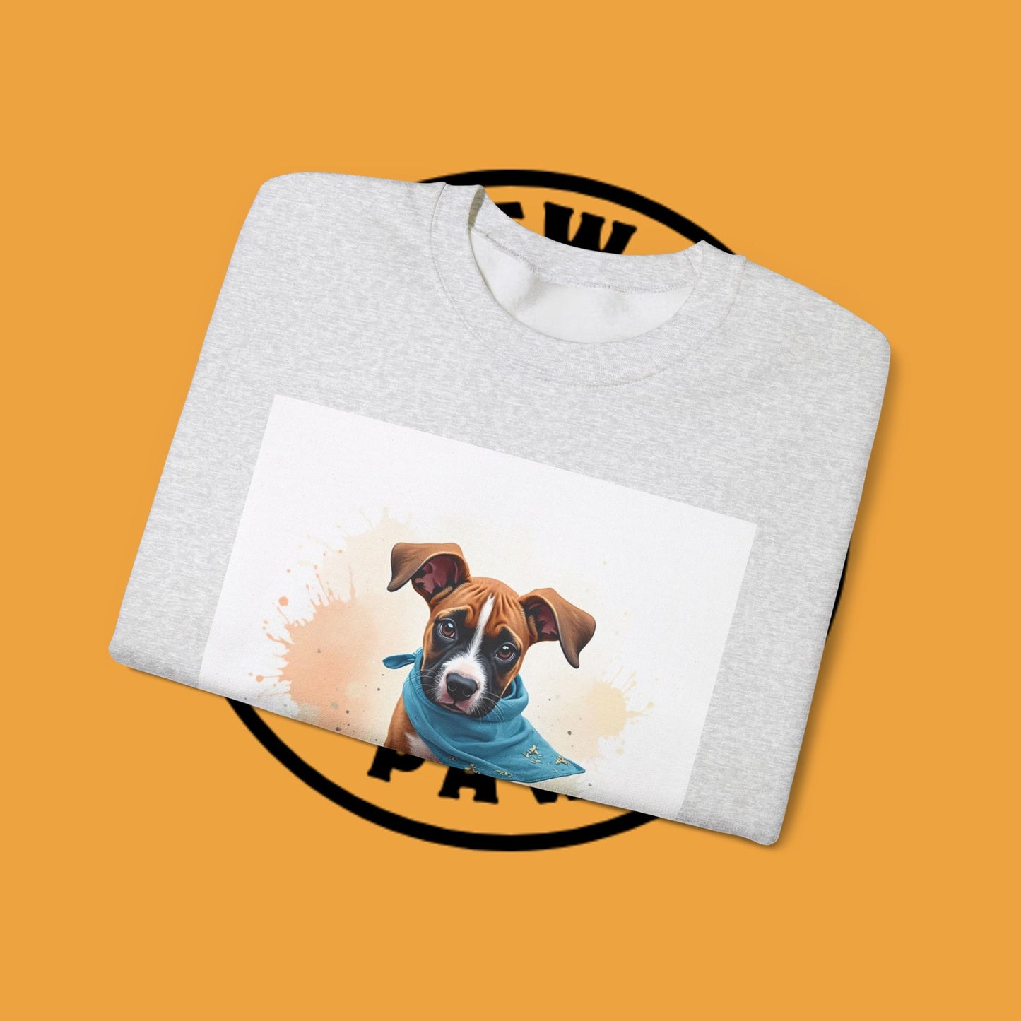 Watercolor Puppy Bandana Crewneck Sweatshirt - Artistic Dog Portrait - Unique Pet Lover Gift