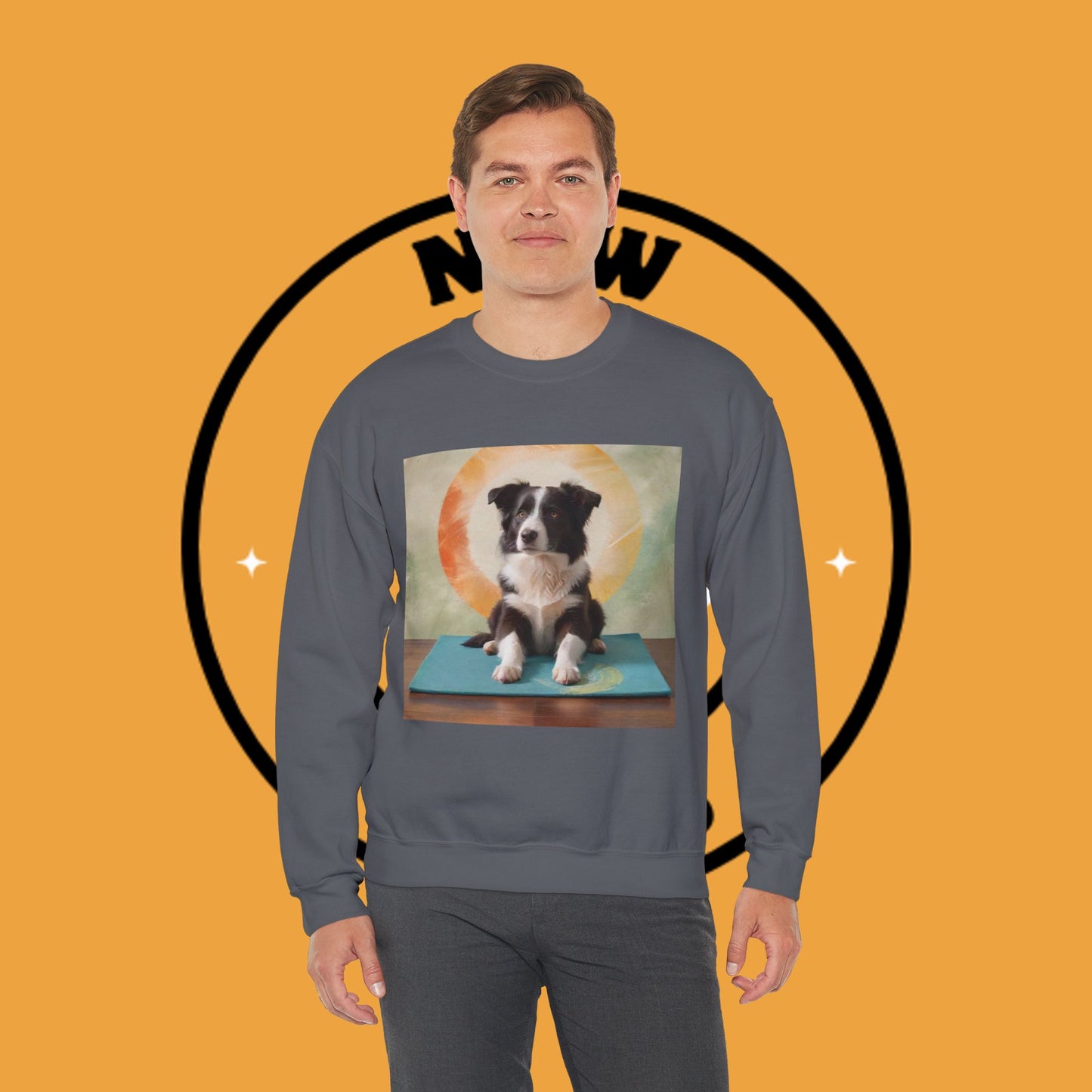 Zen Border Collie Yoga Dog Crewneck Sweatshirt - Meditation Pet Lover Gift | Spiritual Animal Art