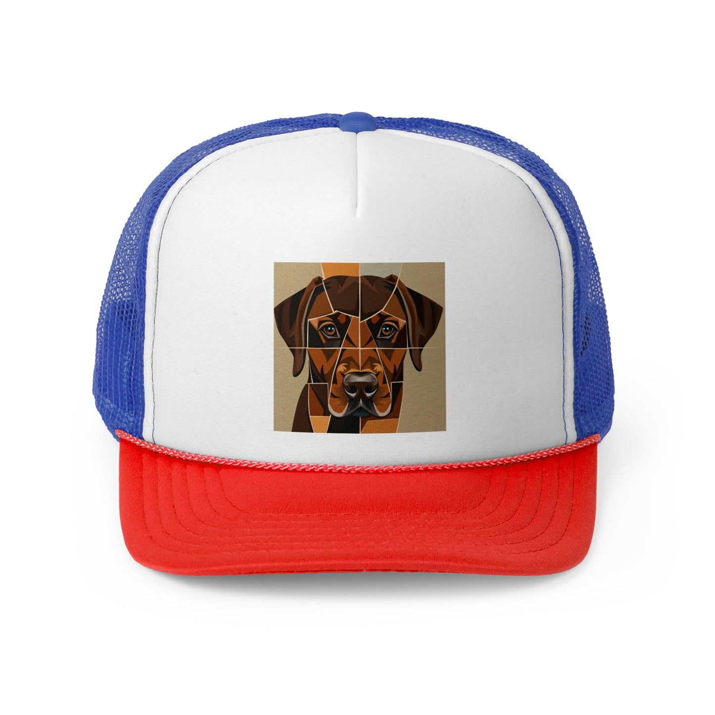 Geometric Dog Trucker Cap - Modern Low Poly Art Design - Unisex Minimalist Cap