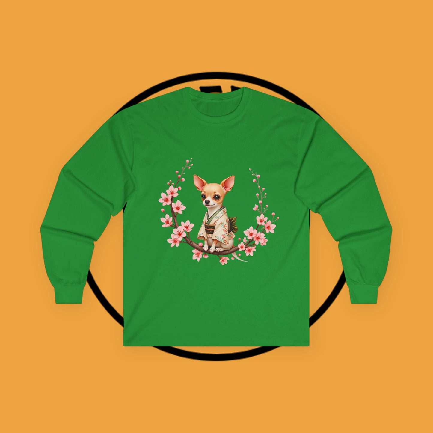 ๐ธ Sakura Chihuahua Kimono Long Sleeve Tee - Japanese Cherry Blossom Design