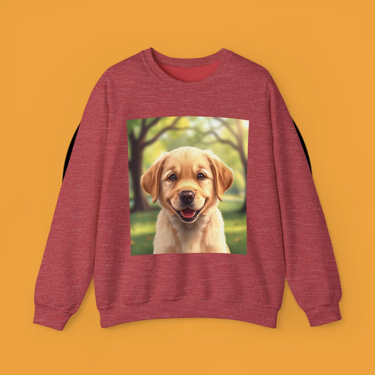 Crewneck Sweatshirt - Adorable Puppy Smiling in the Park - Sweet and Happy Golden Retriever