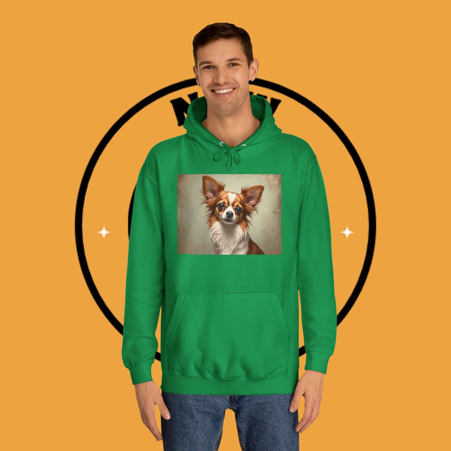 "Long Haired Chihuahua Portrait Hoodie | Elegant Pet Art | Classic Dog Painting Style | Beautiful Chihuahua Gift"