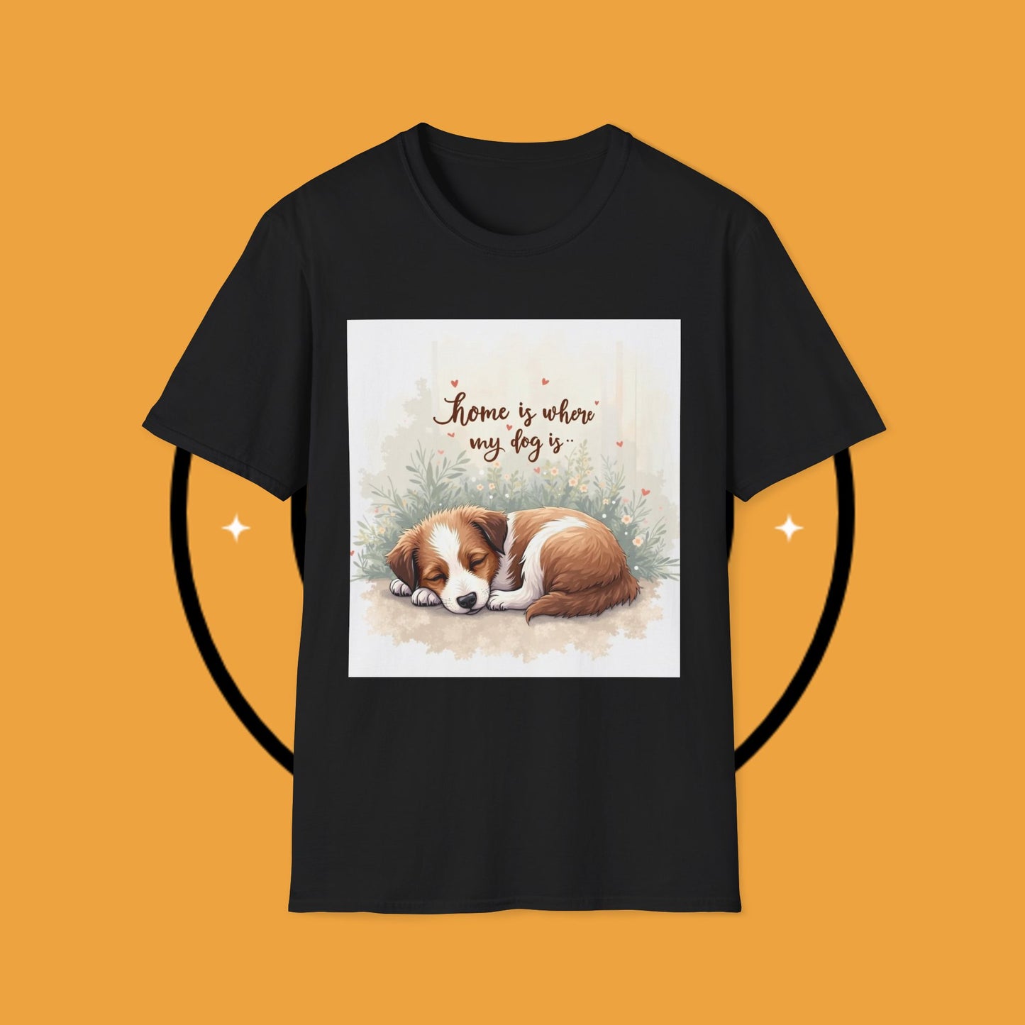 "Home Is Where My Dog Is" T-Shirt - Cute Sleeping Puppy Design | Dog Lover Gift Tee