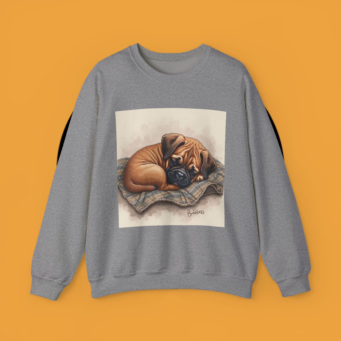 Sleeping Boxer Puppy Crewneck Sweatshirt - Cozy Dog Art Design - Comfort Wear for Pet Lovers
