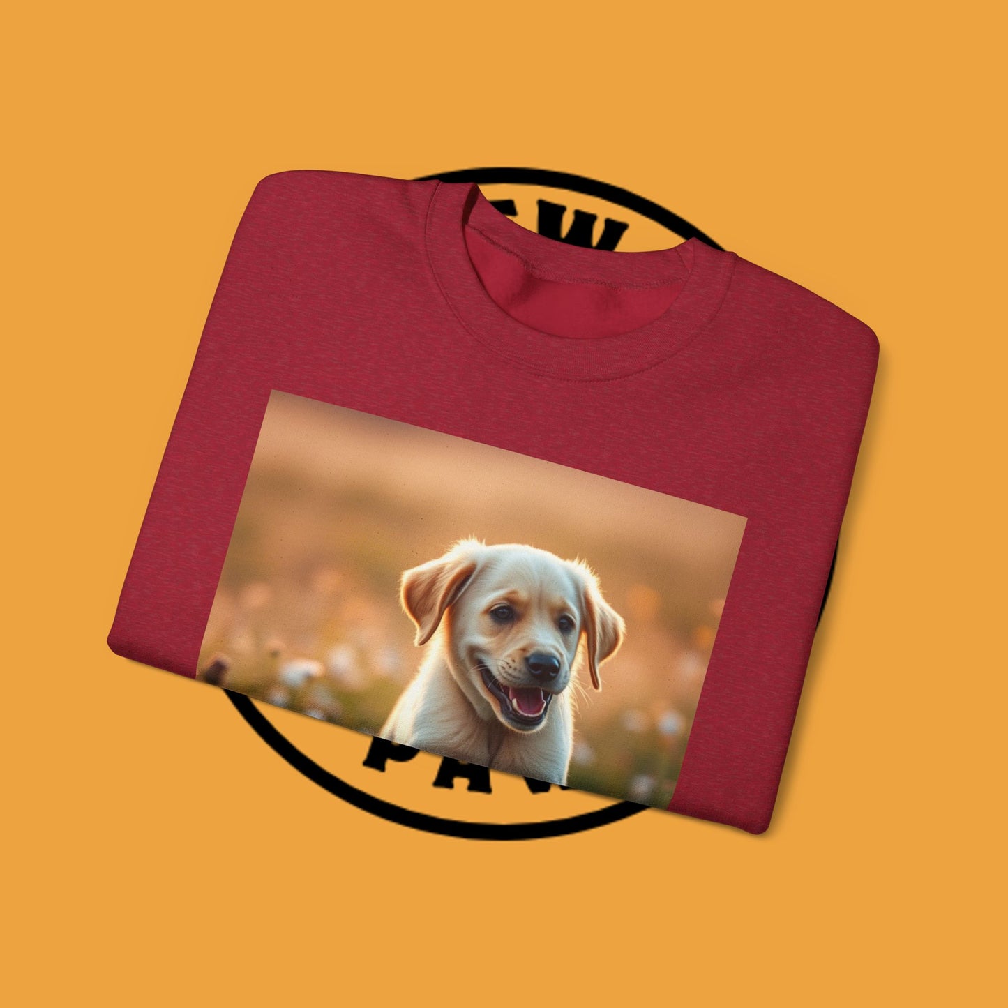 Unisex Dog Lover Crewneck Sweatshirt - Playful Labrador Puppy Running Through Wildflower Meadow
