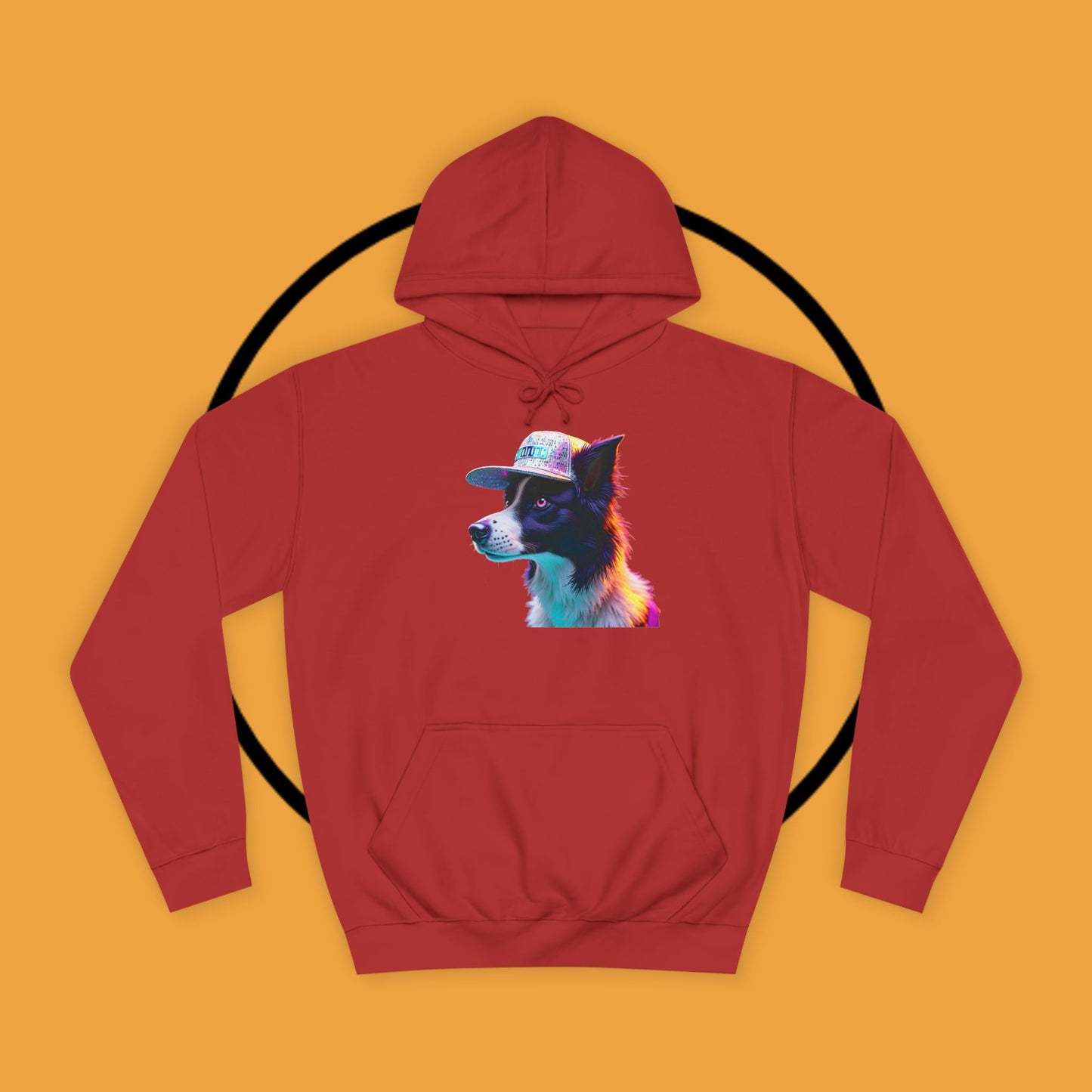 "Neon Rainbow Dog Hoodie - Vibrant Border Collie Street Art Design | Unisex Premium Streetwear"