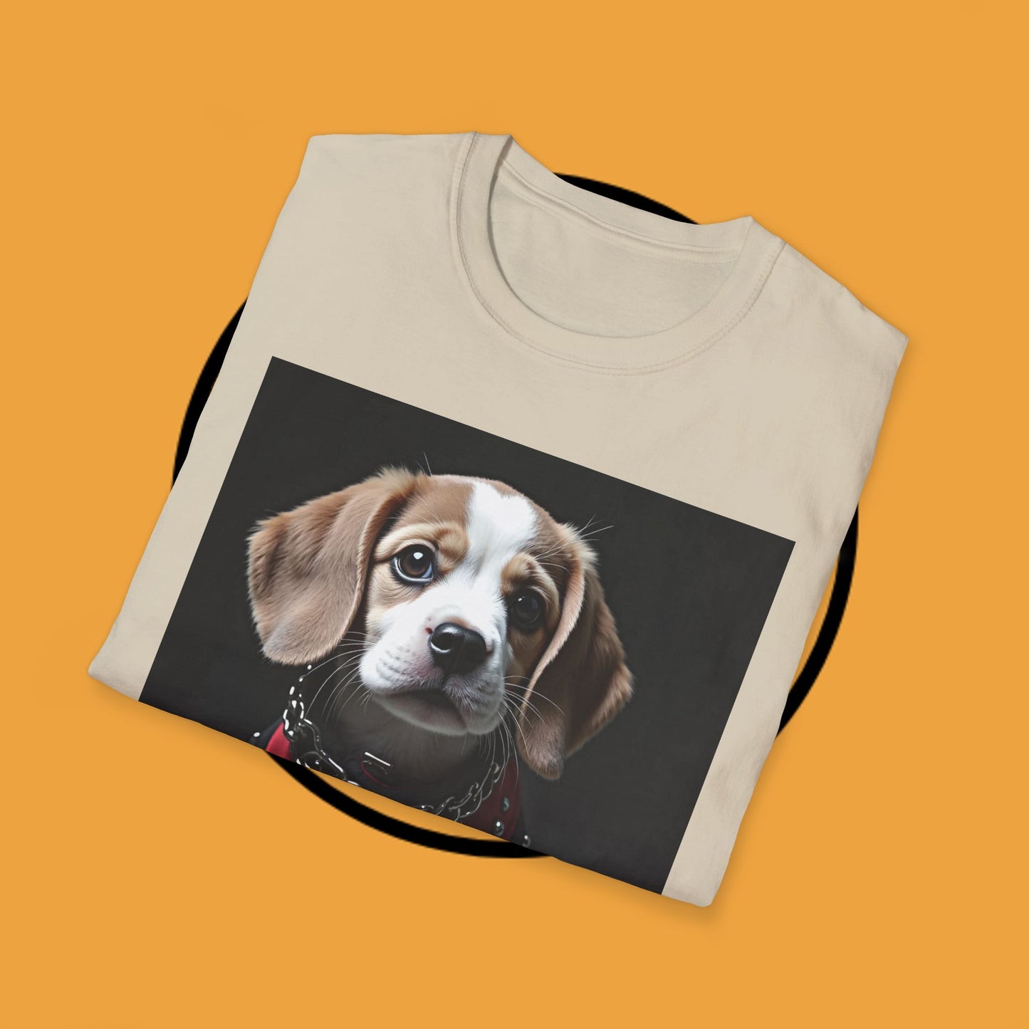 Tough Beagle Puppy T-Shirt - Rebel Dog with Leather Harness Design | Edgy Pet Lover Biker Style Tee