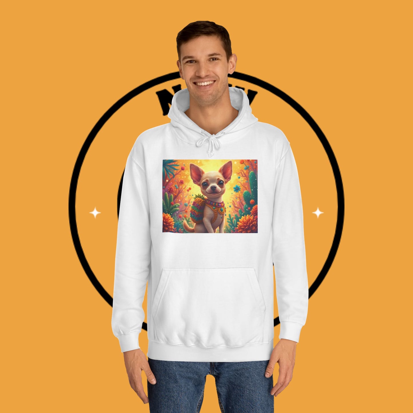 "Mexican Fiesta Chihuahua Hoodie | Day of Dead Dog Art | Colorful Desert Cactus Design | Cinco de Mayo Gift"