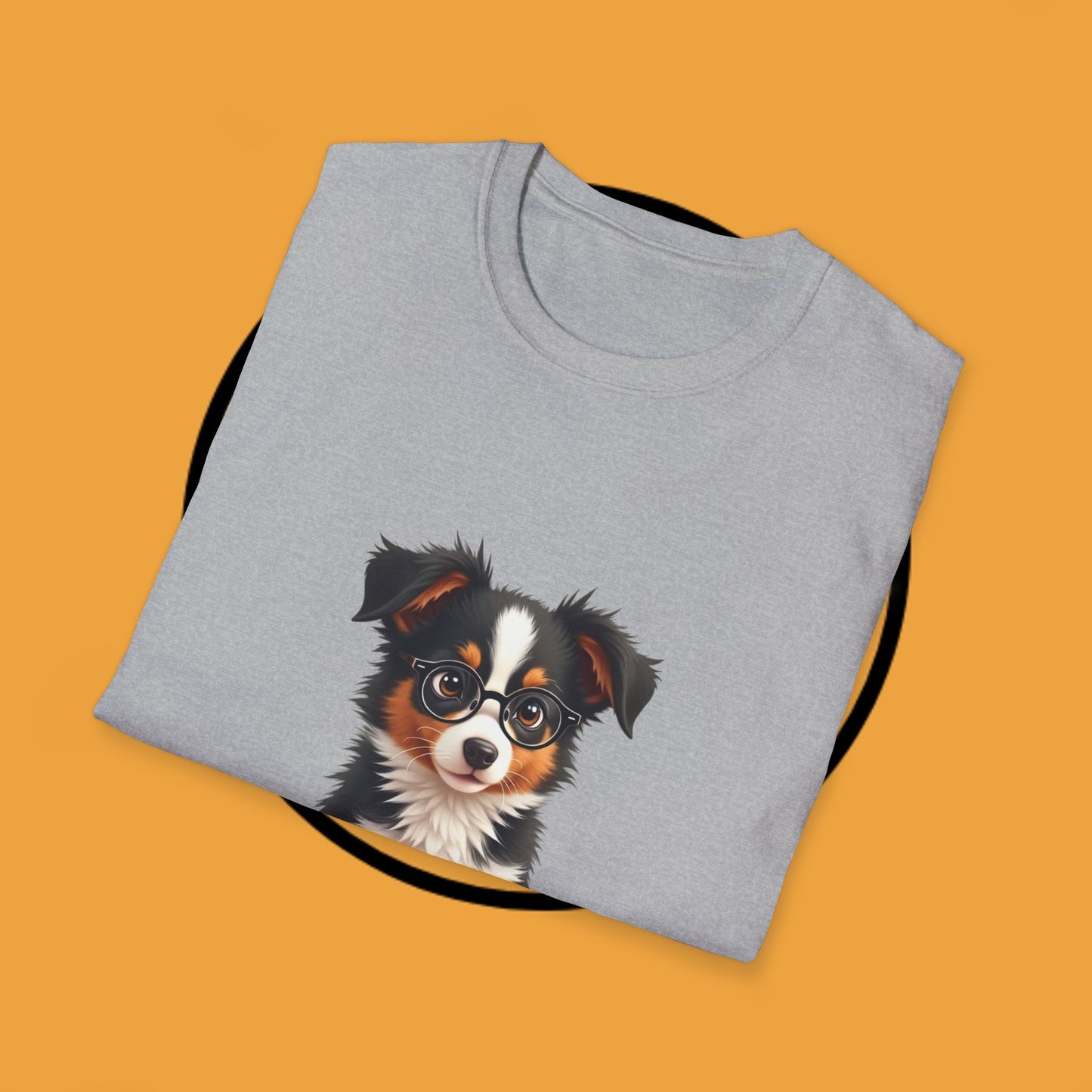 "Professor Puppy - Scholarly Border Collie" - Intellectual Dog T-Shirt - Smart Puppy with Glasses T-Shirt - Scholarly Dog Reading Book Tee | Educational Pet Lover Gift