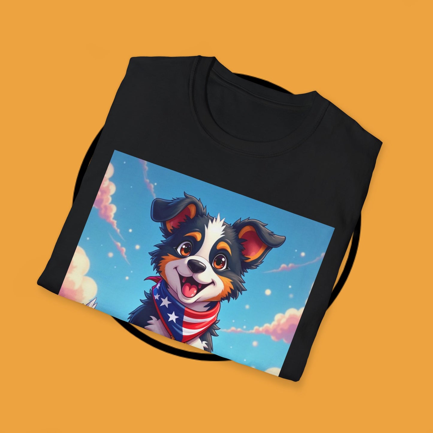 "All-American Champion Puppy" - Patriotic Hero Dog T-Shirt - Patriotic Puppy Dog T-Shirt - American Flag Bandana Champion Dog Tee | USA Pride Pet Lover Gift