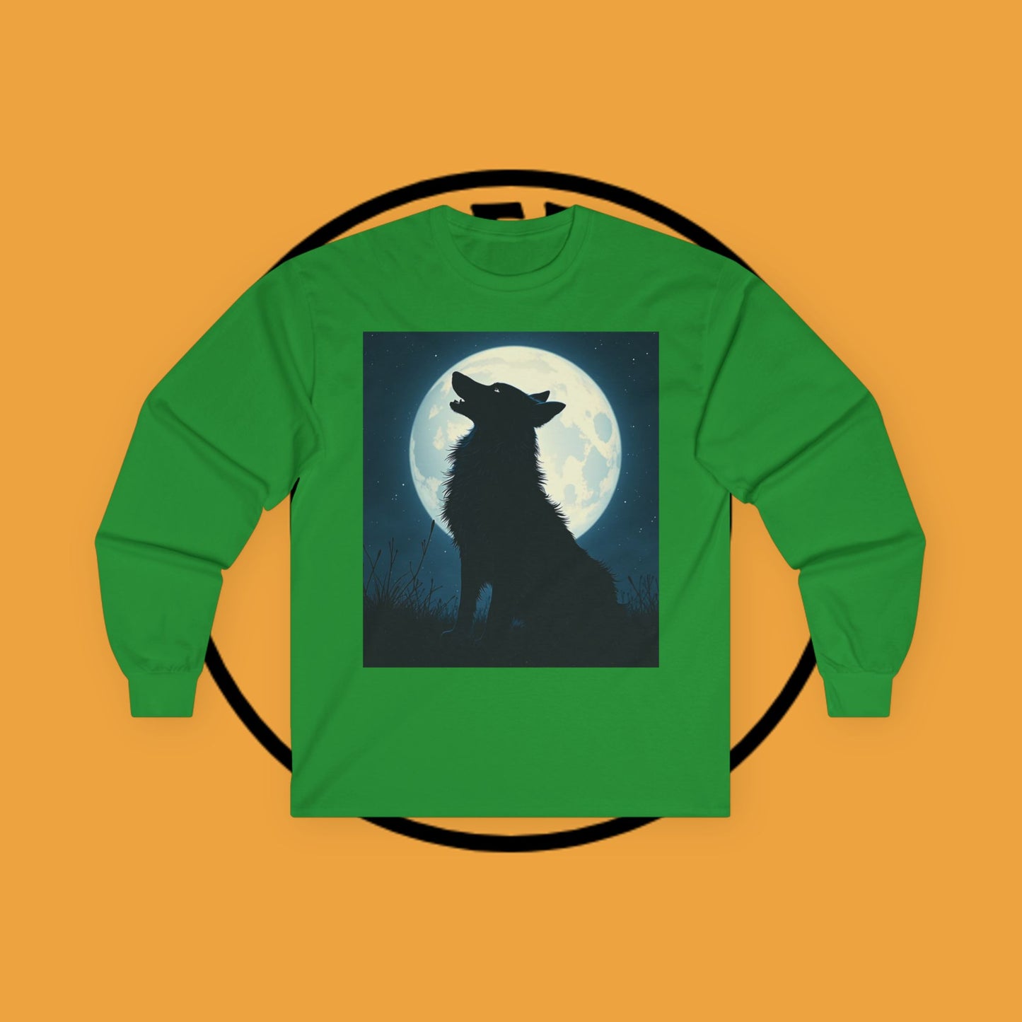 Moonlight Border Collie Long Sleeve Tee - Howling Dog Silhouette Shirt | Mystical Pet Apparel