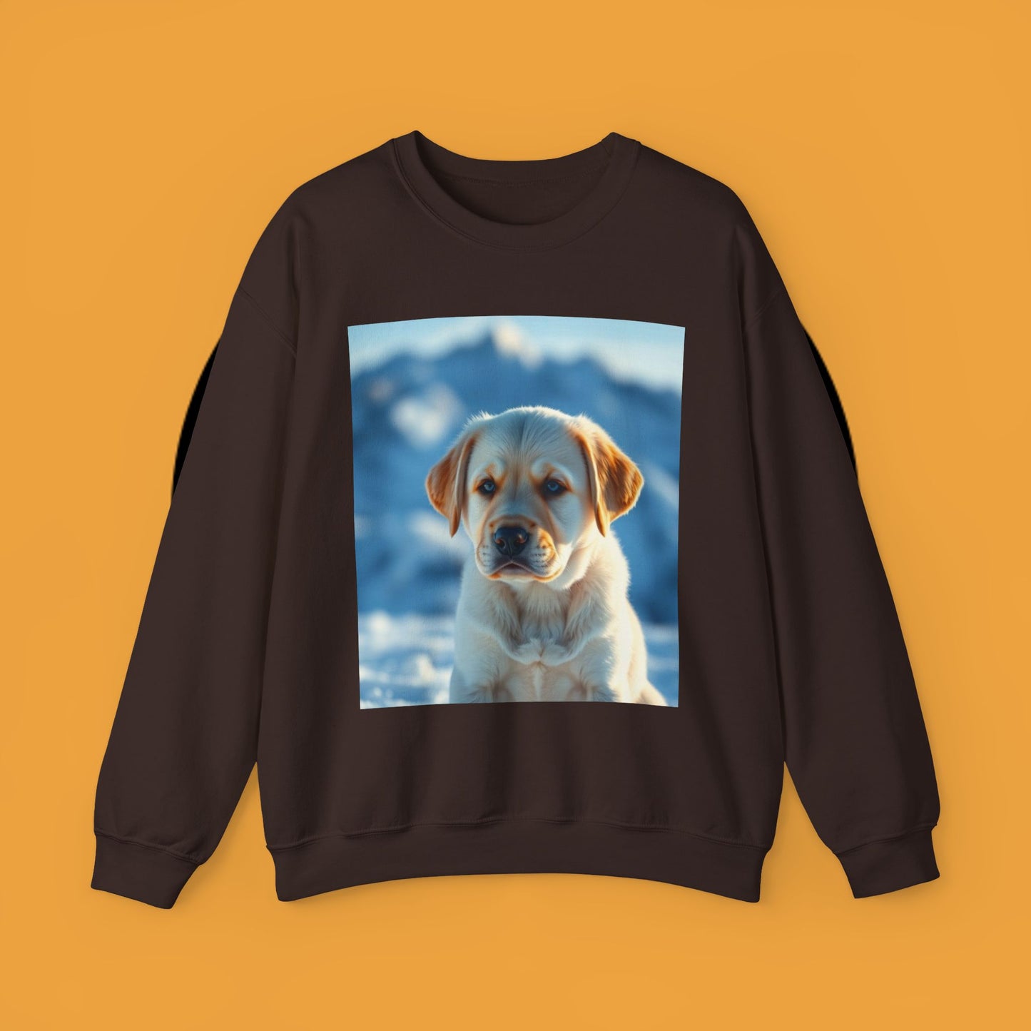 Crewneck Sweatshirt - Cute Labrador Puppy with Blue Eyes - Adorable Dog Portrait in Snow