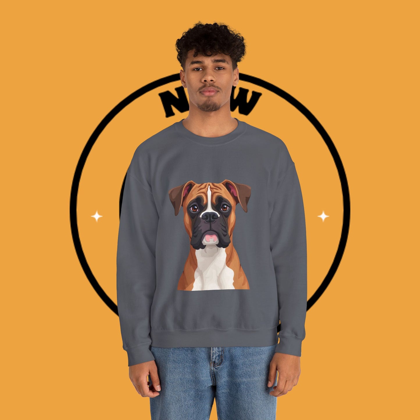 Classic Boxer Dog Portrait Crewneck Sweatshirt | Elegant Dog Lover Gift | Minimalist Boxer Art