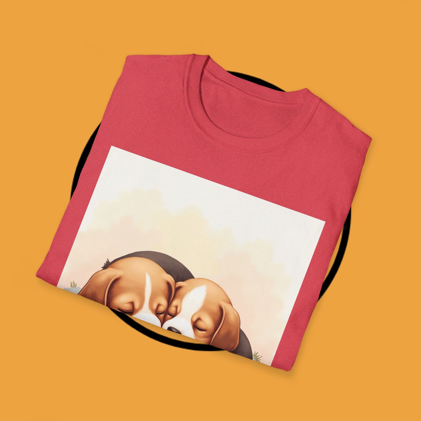 Beagle Twin Puppies Cuddling T-Shirt - Adorable Sleeping Puppies Design | Perfect Gift for Dog Lovers & Siblings