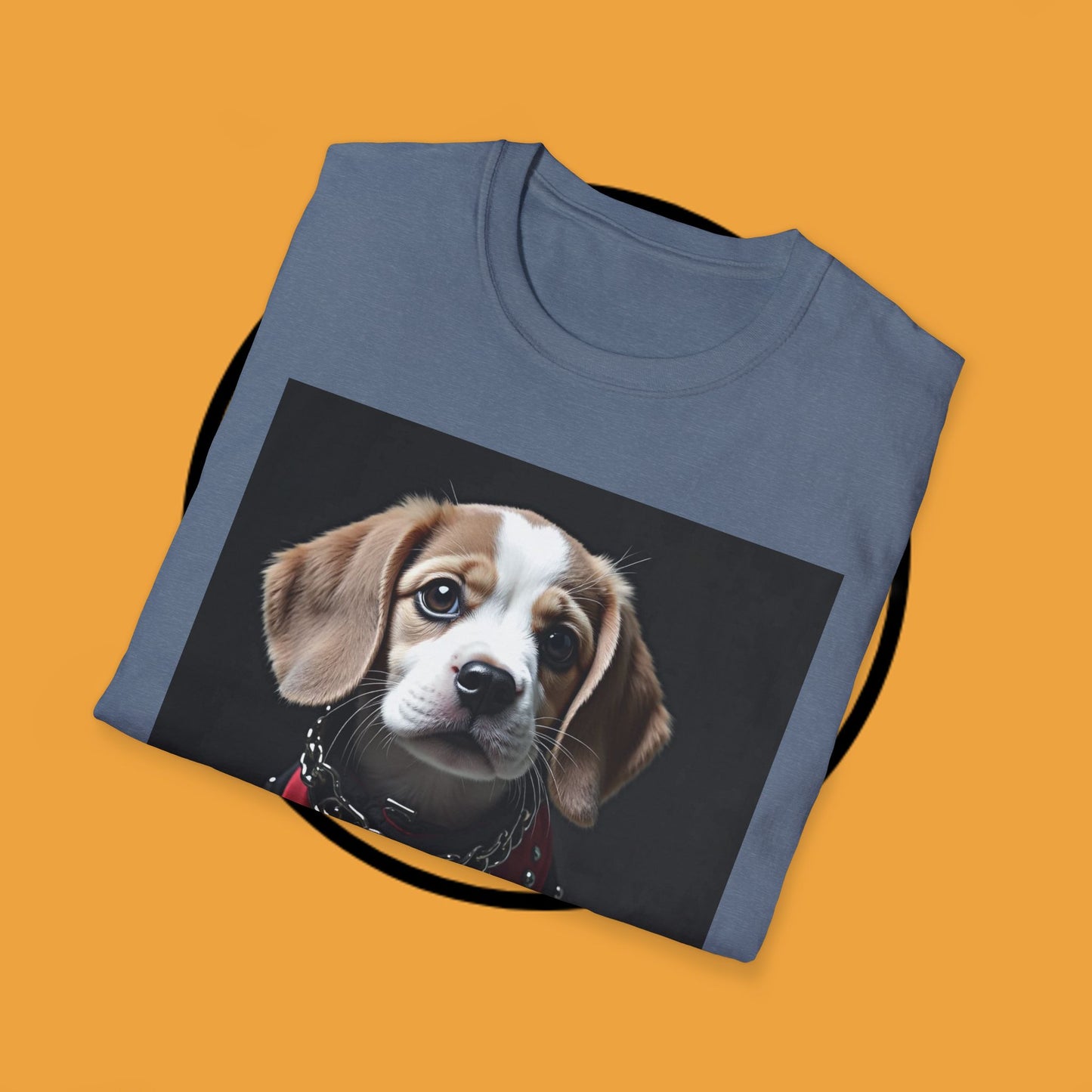Tough Beagle Puppy T-Shirt - Rebel Dog with Leather Harness Design | Edgy Pet Lover Biker Style Tee