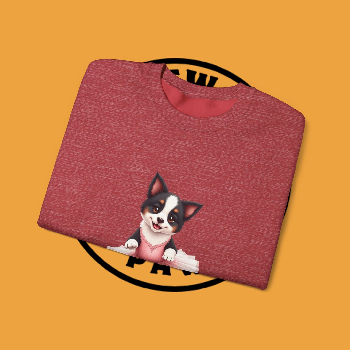 Cute Ballet Dog Crewneck Sweatshirt - Dancing Puppy in Pink Tutu Design | Kawaii Animal Lover Gift