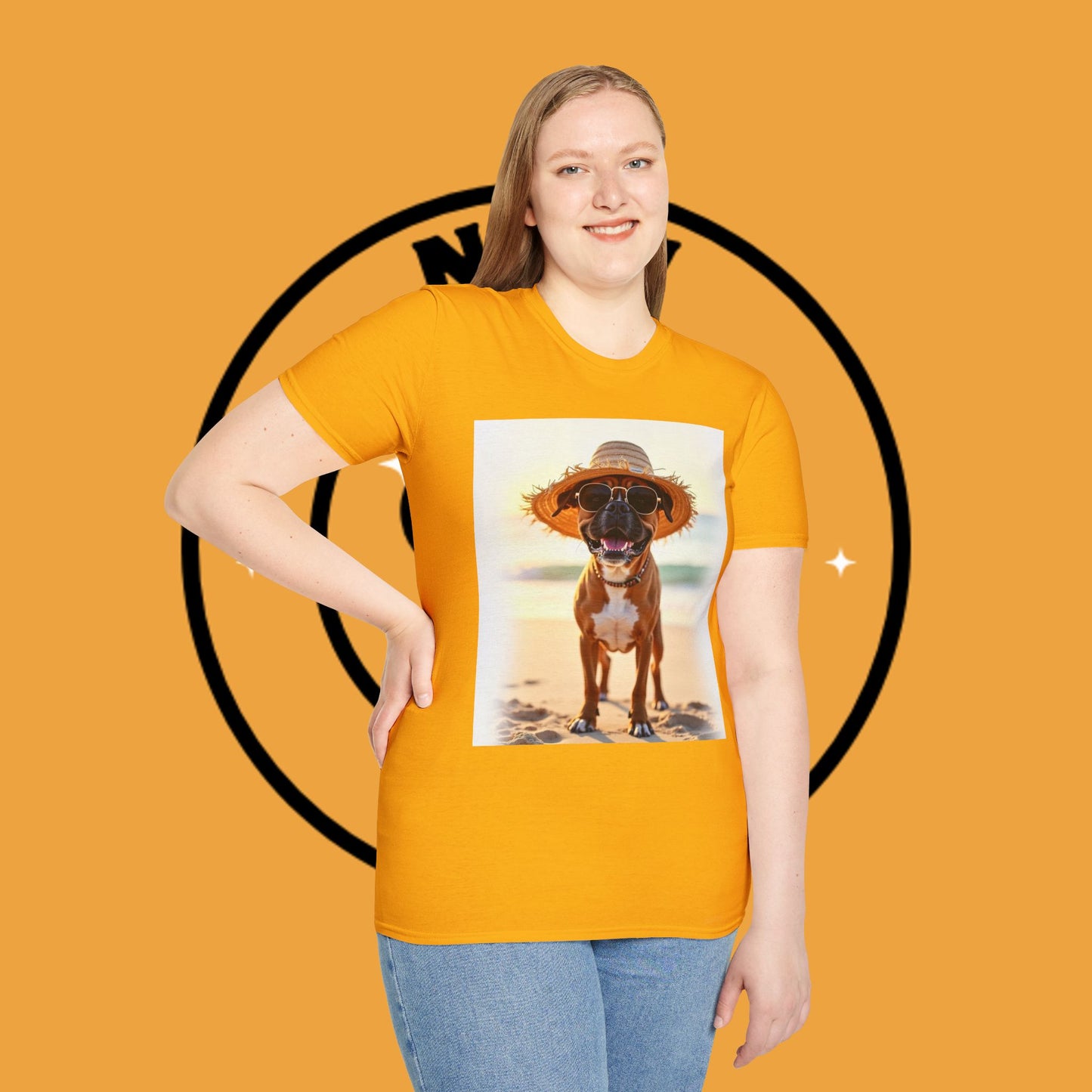"Vacation Boxer Beach Vibes" Premium Summer T-Shirt / Beach Boxer Dog T-Shirt - Vacation Vibes Summer Pup Tee