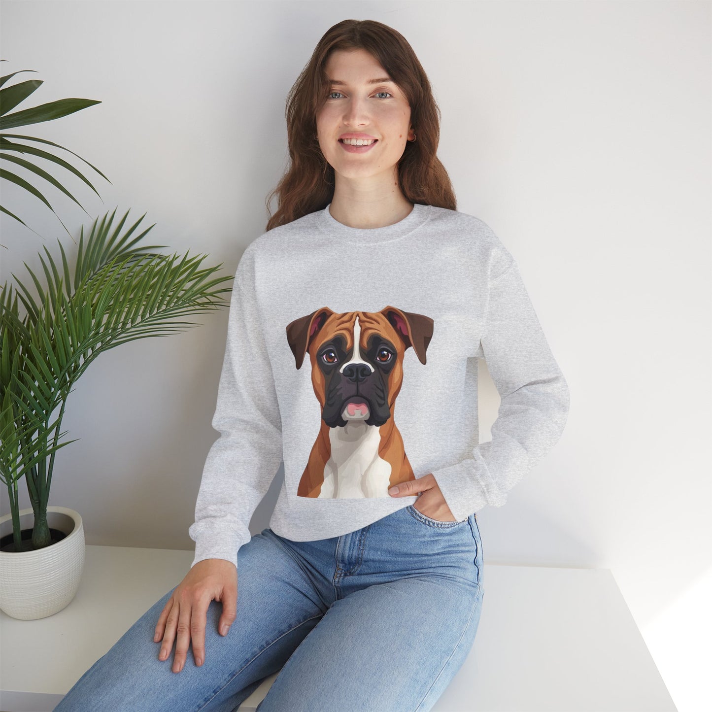 Classic Boxer Dog Portrait Crewneck Sweatshirt | Elegant Dog Lover Gift | Minimalist Boxer Art