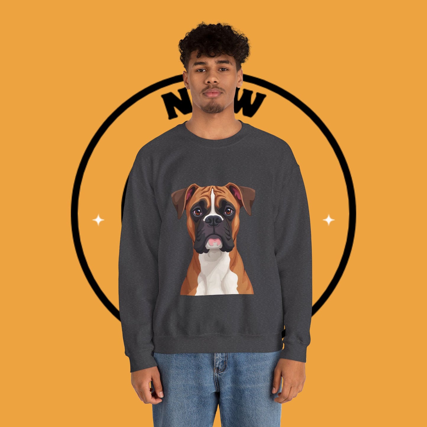 Classic Boxer Dog Portrait Crewneck Sweatshirt | Elegant Dog Lover Gift | Minimalist Boxer Art