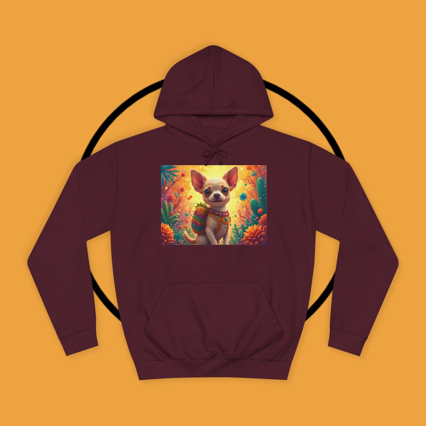 "Mexican Fiesta Chihuahua Hoodie | Day of Dead Dog Art | Colorful Desert Cactus Design | Cinco de Mayo Gift"