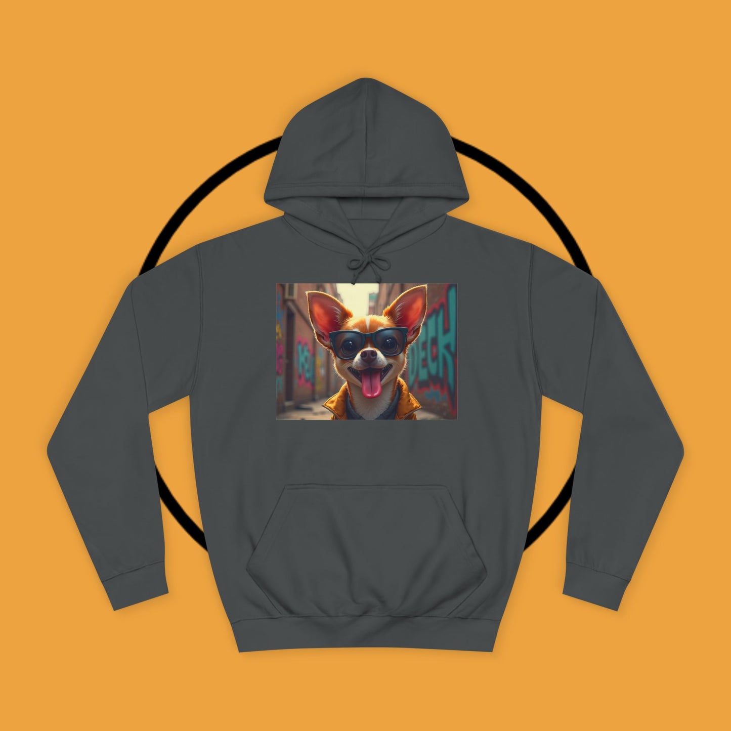"Hip Chihuahua Sunglasses Hoodie | Cool Street Dog Art | Urban Hipster Pet Fashion | Trendy Animal Streetwear"