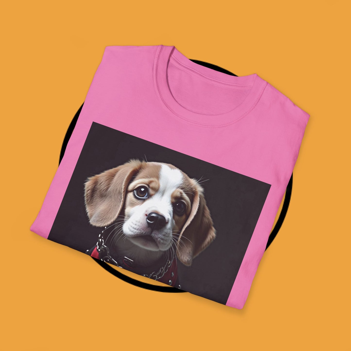Tough Beagle Puppy T-Shirt - Rebel Dog with Leather Harness Design | Edgy Pet Lover Biker Style Tee