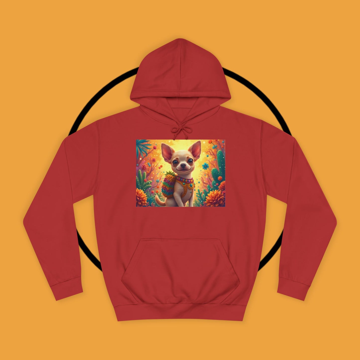 "Mexican Fiesta Chihuahua Hoodie | Day of Dead Dog Art | Colorful Desert Cactus Design | Cinco de Mayo Gift"