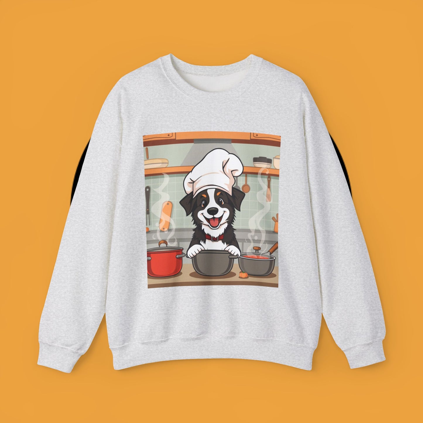 Chef Dog Crewneck Sweatshirt - Cute Puppy Cook with Chef Hat Kitchen Design | Culinary Lover Gift