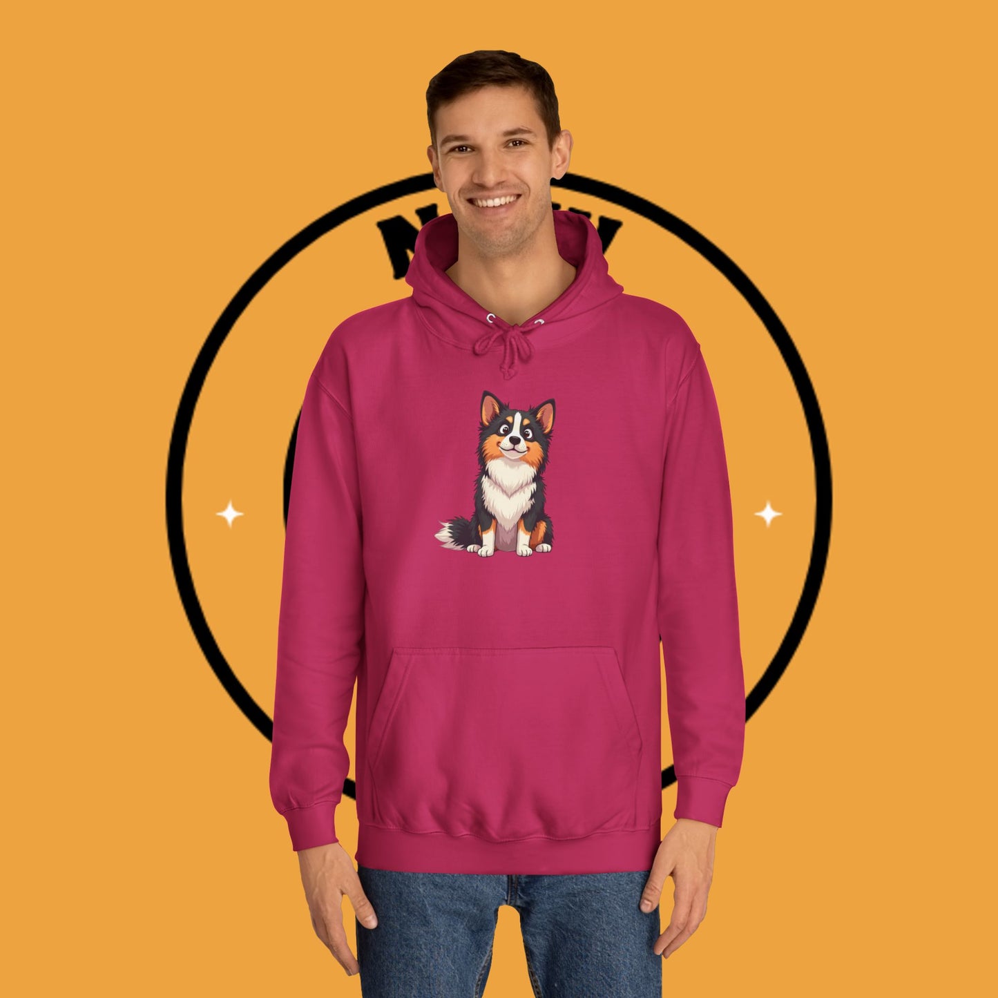 "Cute Tricolor Puppy Hoodie - Adorable Cartoon Dog Design | Kawaii Animal Streetwear for Dog Lovers"