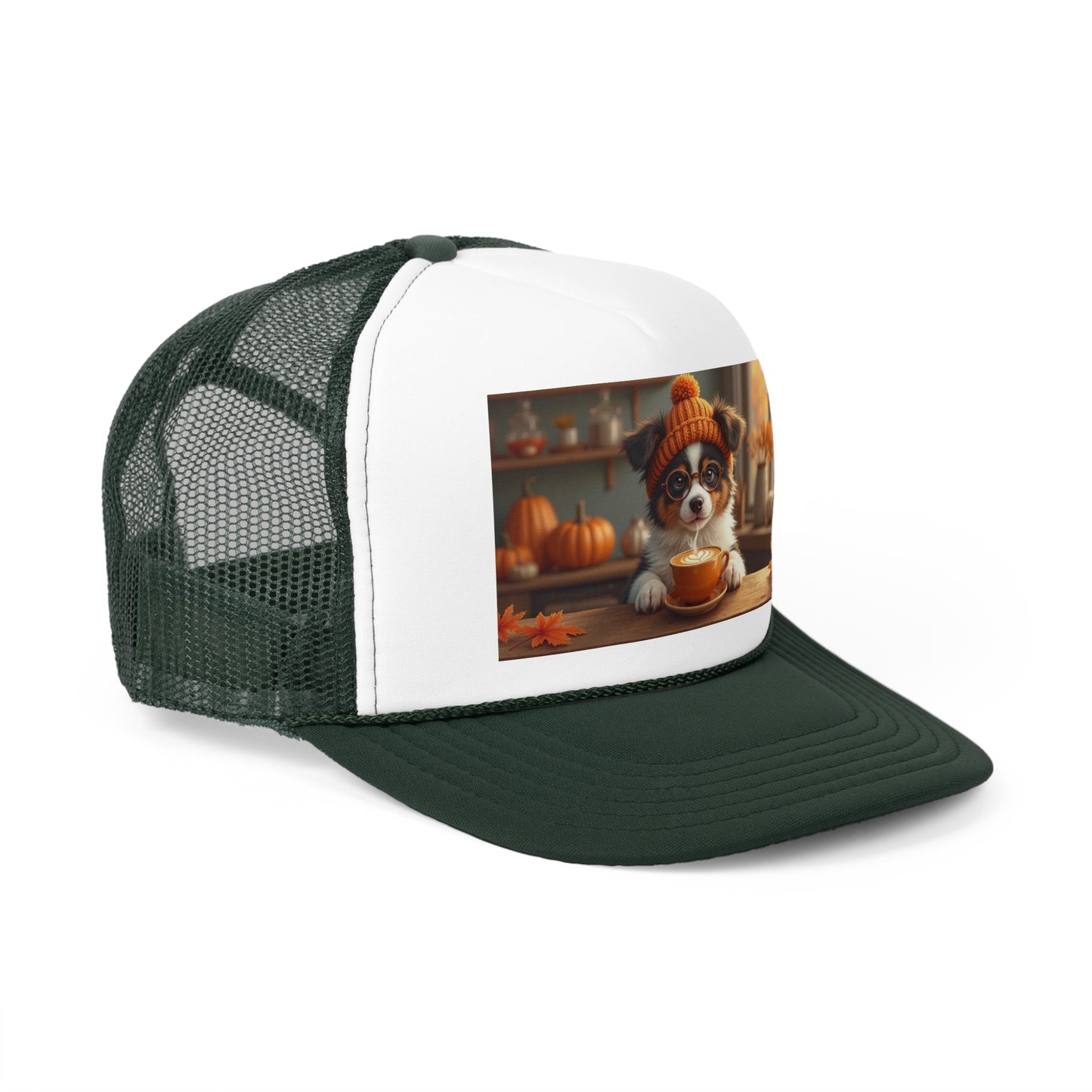 Autumn Cozy Dog Trucker Hat - Cute Puppy Coffee Lover Cap - Fall Vibes Baseball Hat