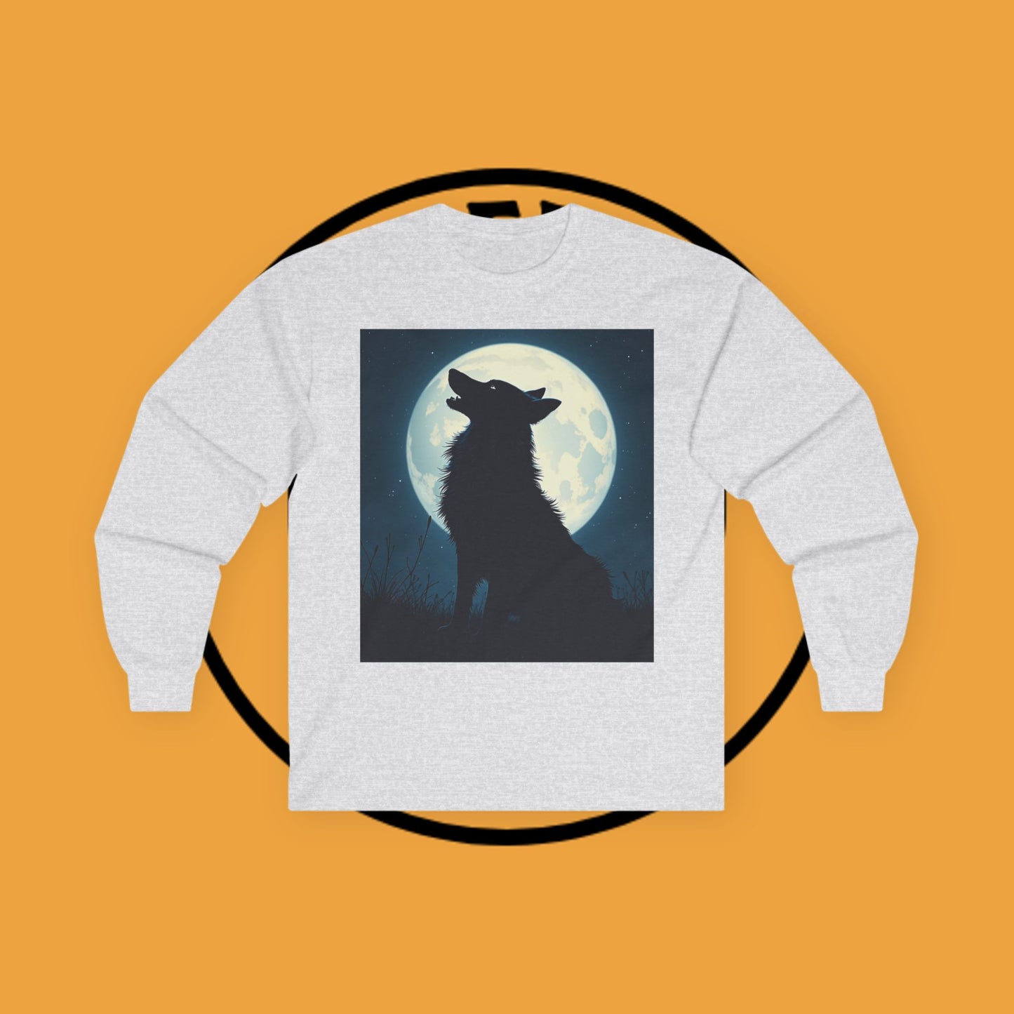 Moonlight Border Collie Long Sleeve Tee - Howling Dog Silhouette Shirt | Mystical Pet Apparel