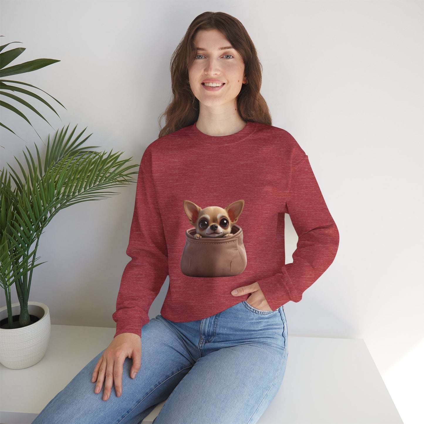 Pocket Chihuahua Sweatshirt - Cute Purse Puppy Design | Small Dog Lover Gift Crewneck