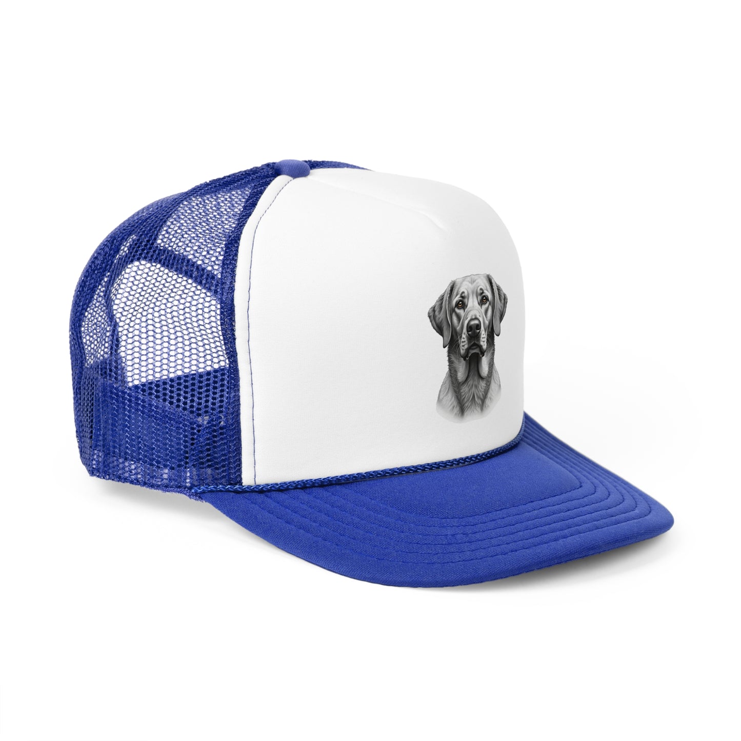 Hyperrealistic Labrador Trucker Cap - Professional Black White Portrait - Unisex Artistic Cap