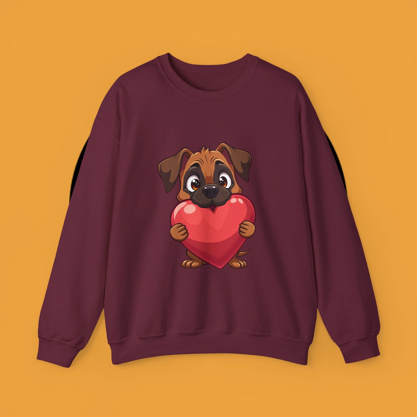 Adorable Puppy Love Heart Crewneck Sweatshirt - Perfect Gift for Dog Lovers