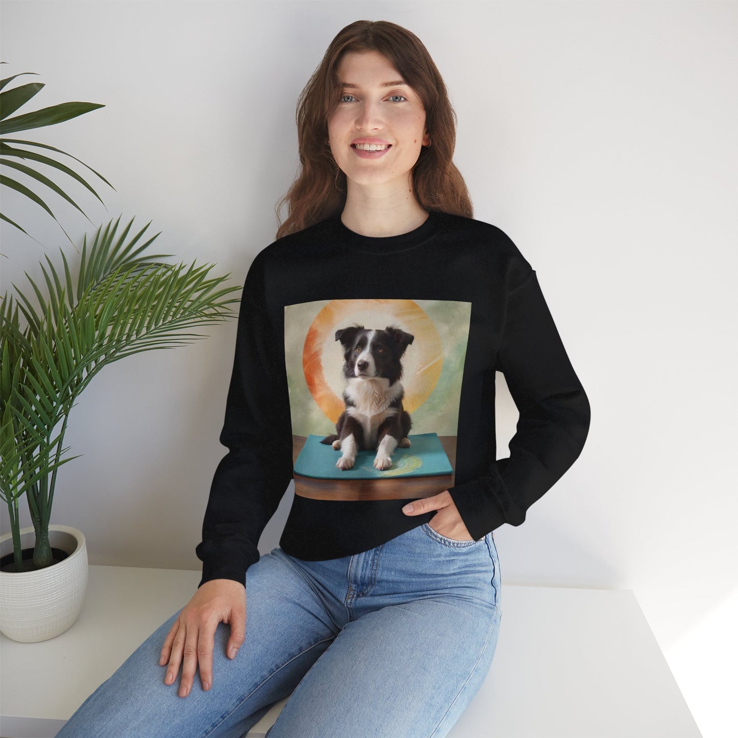 Zen Border Collie Yoga Dog Crewneck Sweatshirt - Meditation Pet Lover Gift | Spiritual Animal Art