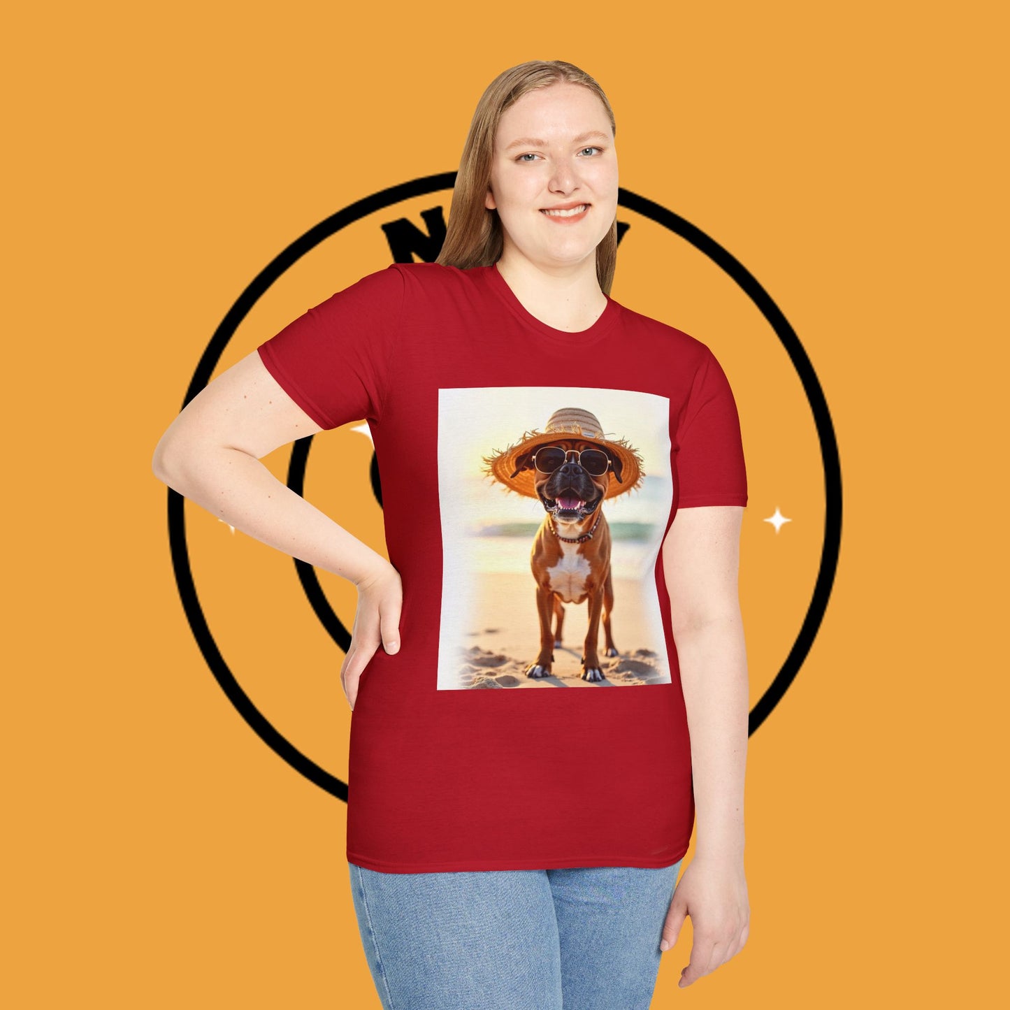 "Vacation Boxer Beach Vibes" Premium Summer T-Shirt / Beach Boxer Dog T-Shirt - Vacation Vibes Summer Pup Tee