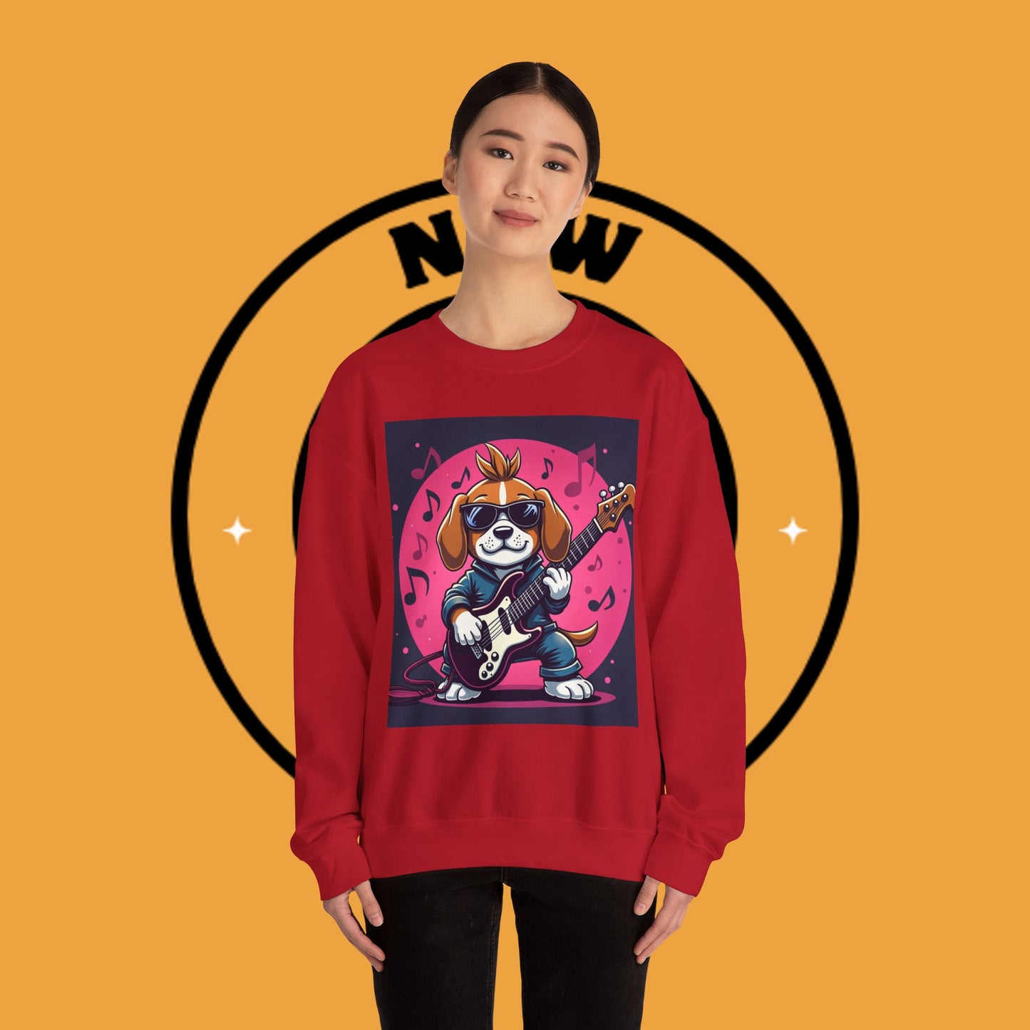 Dog Lover Crewneck Sweatshirt - Beagle Rockstar ๐ธ ROCK STAR BEAGLE SWEATSHIRT - UNLEASH YOUR INNER ROCKSTAR! ๐ธ