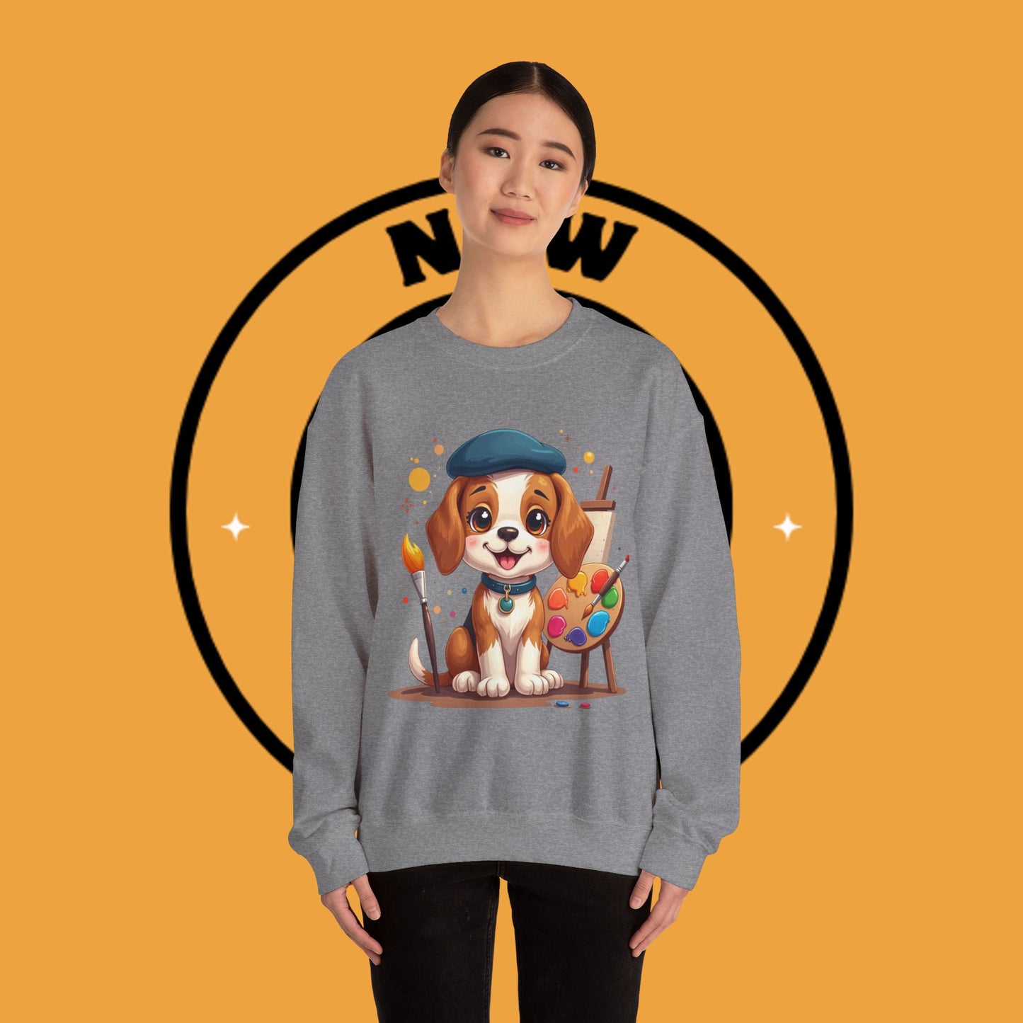 Dog Lover Crewneck Sweatshirt - Beagle Artista π¨ ARTIST BEAGLE SWEATSHIRT - UNLEASH YOUR CREATIVITY! π¨