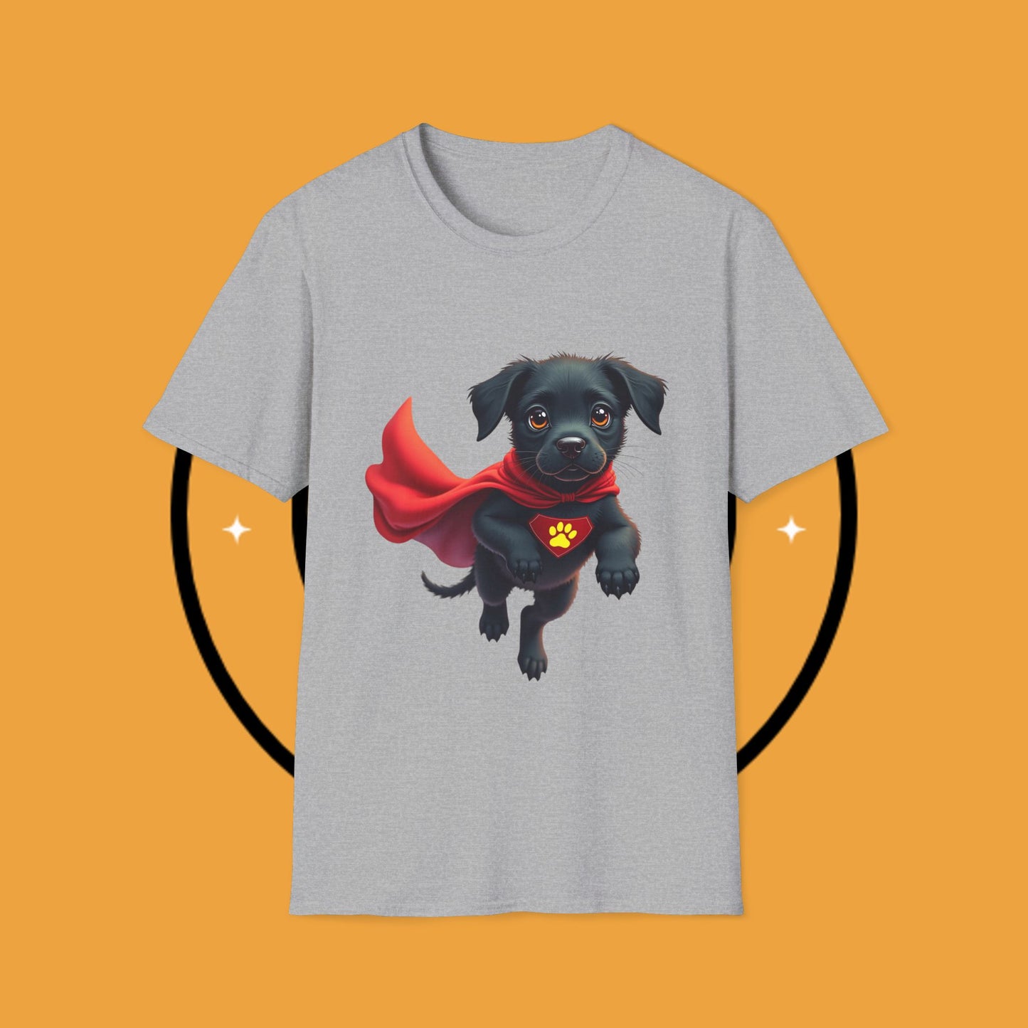Superhero Retriever Puppy - Dog - Unisex T-Shirt Design Tiny Hero 🦸♂️ | Adorable Black Puppy Superhero T-Shirt for Canine Crusaders